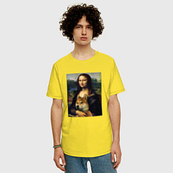 Футболка оверсайз мужская Shiba Inu Mona Lisa, цвет: желтый — фото 2