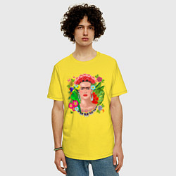 Футболка оверсайз мужская Фрида Кало Мексика Художник Феминист, цвет: желтый — фото 2