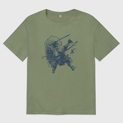 Футболка оверсайз мужская Супер белка-ниндзя, цвет: авокадо