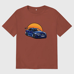 Футболка оверсайз мужская Ниссан gtr 2022, цвет: кирпичный