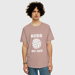 Футболка оверсайз мужская Kiss - My Ace, цвет: пыльно-розовый — фото 2