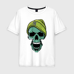 Футболка оверсайз мужская New York Yankees Cool skull, цвет: белый