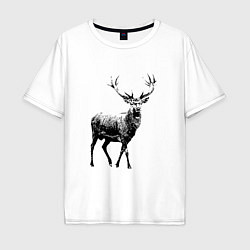 Футболка оверсайз мужская Черный олень Black Deer, цвет: белый