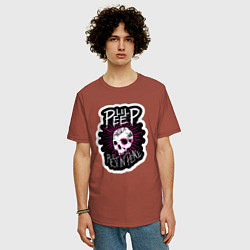 Футболка оверсайз мужская Lil Peep Череп RIP Лил Пип, цвет: кирпичный — фото 2