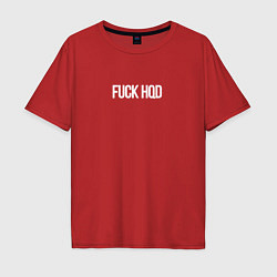 Футболка оверсайз мужская FUCK HQD BLACK, цвет: красный