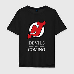 Футболка оверсайз мужская New Jersey Devils are coming Нью Джерси Девилз, цвет: черный