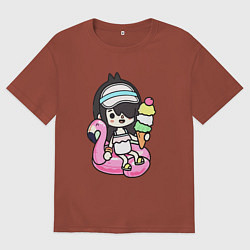 Футболка оверсайз мужская Toca Boca девочка геймер, цвет: кирпичный