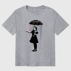 Футболка оверсайз мужская BANKSY БЭНКСИ девушка под зонтом, цвет: меланж