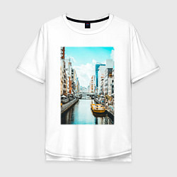 Мужская футболка оверсайз Водный Канал Осака В Японии