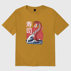 Футболка оверсайз мужская Kraken Kawaii Sushi, цвет: горчичный