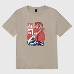 Футболка оверсайз мужская Kraken Kawaii Sushi, цвет: миндальный