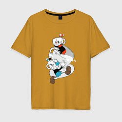 Футболка оверсайз мужская Чашки Cuphead, цвет: горчичный