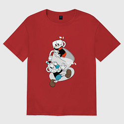 Футболка оверсайз мужская Чашки Cuphead, цвет: красный