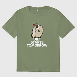 Футболка оверсайз мужская Pug Diet Starts Tomorrow, цвет: авокадо