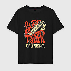 Футболка оверсайз мужская Surf rider Catch the wave California, цвет: черный