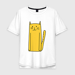 Мужская футболка оверсайз Длинный желтый кот
