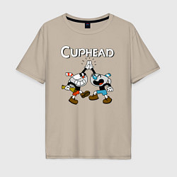 Мужская футболка оверсайз Cuphead веселые чашечки