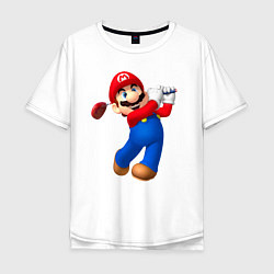 Футболка оверсайз мужская Марио - крутейший гольфист Super Mario цвета белый — фото 1