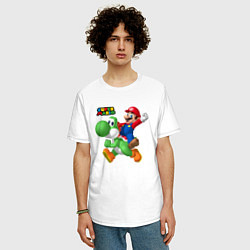 Футболка оверсайз мужская Mario and Yoshi Super Mario, цвет: белый — фото 2