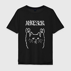 Футболка оверсайз мужская Maneskin Рок кот, цвет: черный