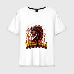Футболка оверсайз мужская Burning in the soul, цвет: белый