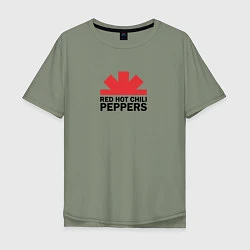 Футболка оверсайз мужская Red Hot Chili Peppers с половиной лого, цвет: авокадо