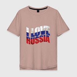 Футболка оверсайз мужская Love - Russia, цвет: пыльно-розовый