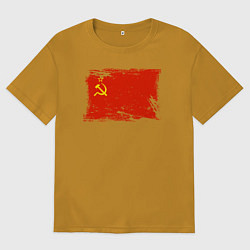 Футболка оверсайз мужская Рваный флаг СССР, цвет: горчичный