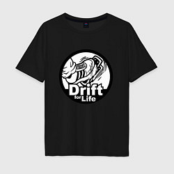 Футболка оверсайз мужская Drift for life!, цвет: черный