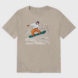 Футболка оверсайз мужская Сноубордист snowboard, цвет: миндальный