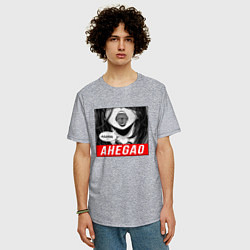 Футболка оверсайз мужская Девушка с открытым ртом Ahegao, цвет: меланж — фото 2