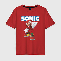 Футболка оверсайз мужская Knuckles Echidna Sonic Video game Ехидна Наклз Вид, цвет: красный