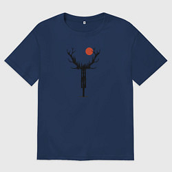 Футболка оверсайз мужская Рогатый велик, цвет: тёмно-синий