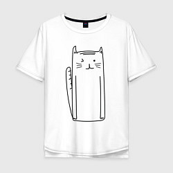 Мужская футболка оверсайз Длинный белый кот