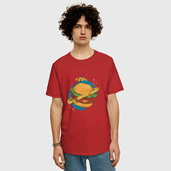 Футболка оверсайз мужская Бургер Планета Planet Burger, цвет: красный — фото 2