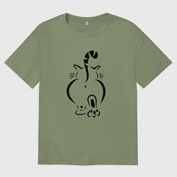 Футболка оверсайз мужская Очень-очень важный кот, цвет: авокадо