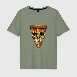 Футболка оверсайз мужская Pizza - Skull, цвет: авокадо