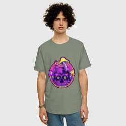 Футболка оверсайз мужская Грибной черепок, цвет: авокадо — фото 2
