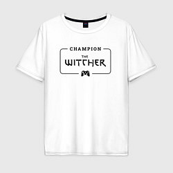 Футболка оверсайз мужская The Witcher Gaming Champion: рамка с лого и джойст, цвет: белый