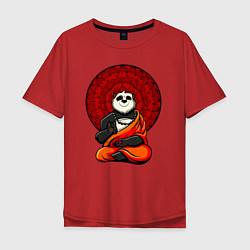 Футболка оверсайз мужская Медитация панды Дзен, цвет: красный