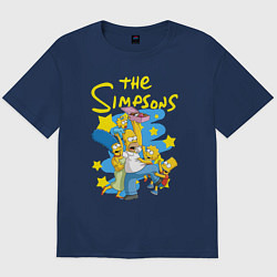 Футболка оверсайз мужская The SimpsonsСемейка Симпсонов, цвет: тёмно-синий