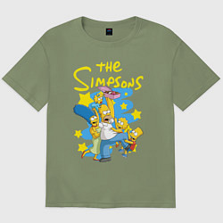 Футболка оверсайз мужская The SimpsonsСемейка Симпсонов, цвет: авокадо