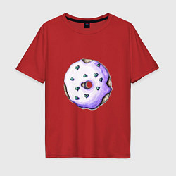 Футболка оверсайз мужская Сиреневый пончик, цвет: красный