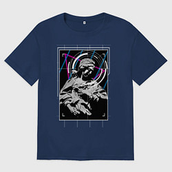 Футболка оверсайз мужская Antique sculptures Neon Sight, цвет: тёмно-синий