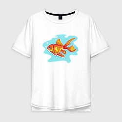 Футболка оверсайз мужская Золотая рыбка Подводный мир, цвет: белый