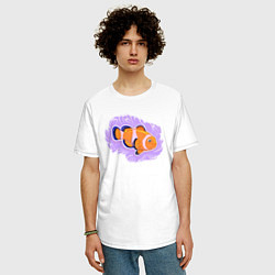 Футболка оверсайз мужская Рыбка клоун Подводный мир, цвет: белый — фото 2