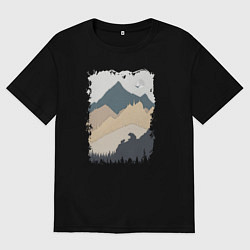 Мужская футболка оверсайз Две медведя на скале