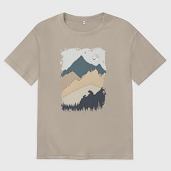 Футболка оверсайз мужская Две медведя на скале, цвет: миндальный