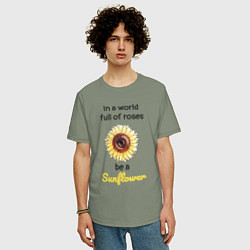 Футболка оверсайз мужская Be a Sunflower, цвет: авокадо — фото 2