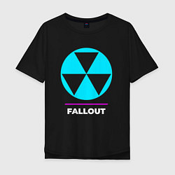 Футболка оверсайз мужская Символ Fallout в неоновых цветах, цвет: черный